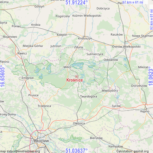 Krośnice on map