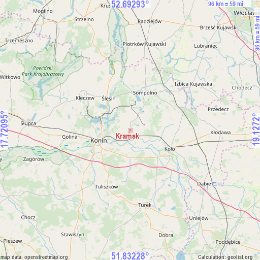 Kramsk on map