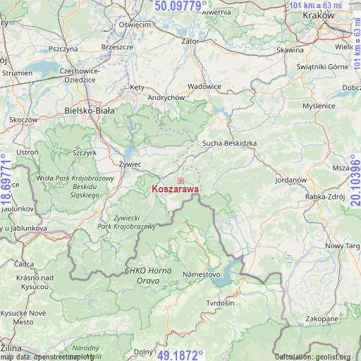 Koszarawa on map