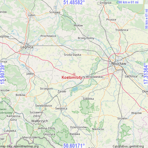 Kostomłoty on map