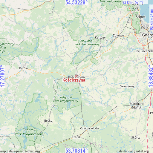 Kościerzyna on map