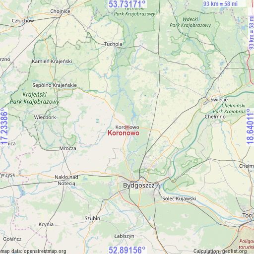 Koronowo on map