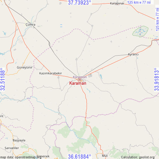 Karaman on map