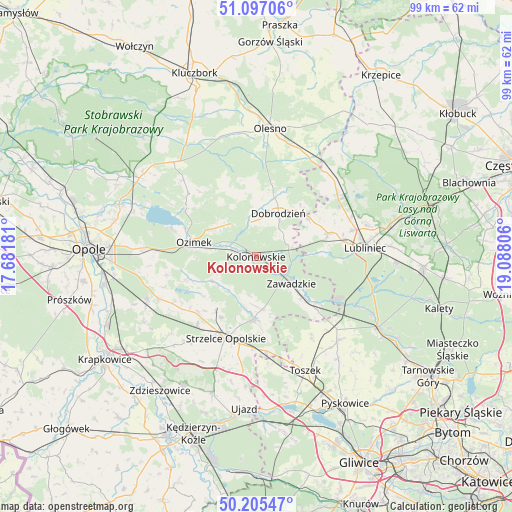 Kolonowskie on map