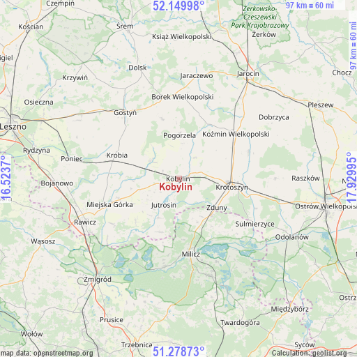 Kobylin on map