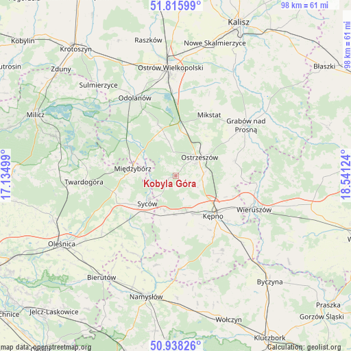 Kobyla Góra on map