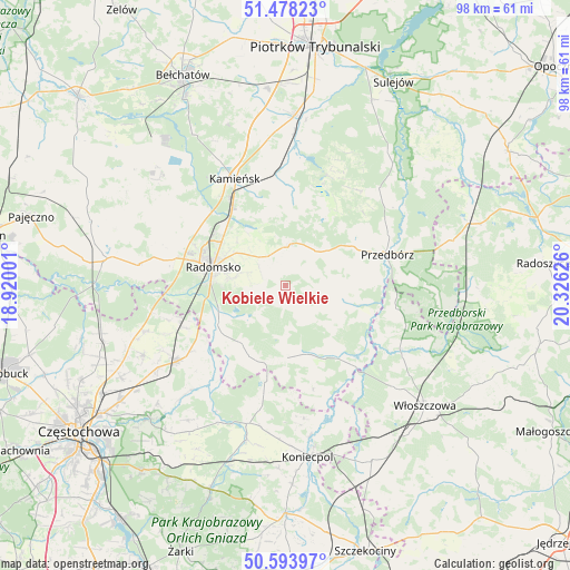 Kobiele Wielkie on map