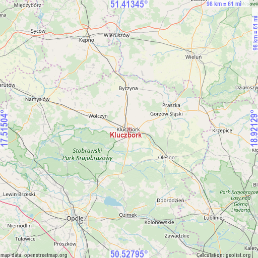 Kluczbork on map