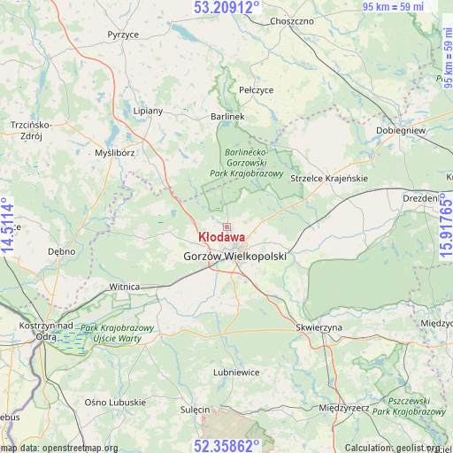 Kłodawa on map