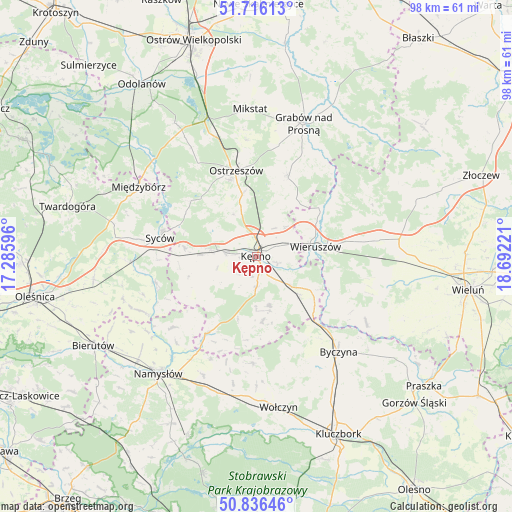 Kępno on map