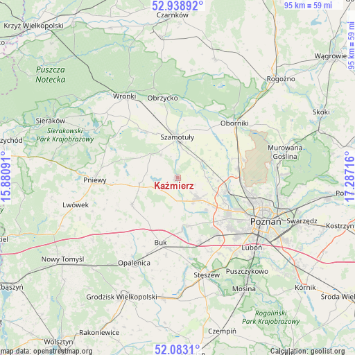 Kaźmierz on map