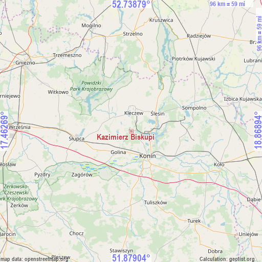 Kazimierz Biskupi on map