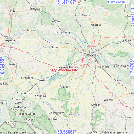 Kąty Wrocławskie on map