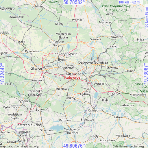 Katowice on map
