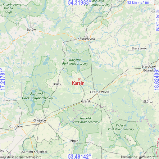 Karsin on map