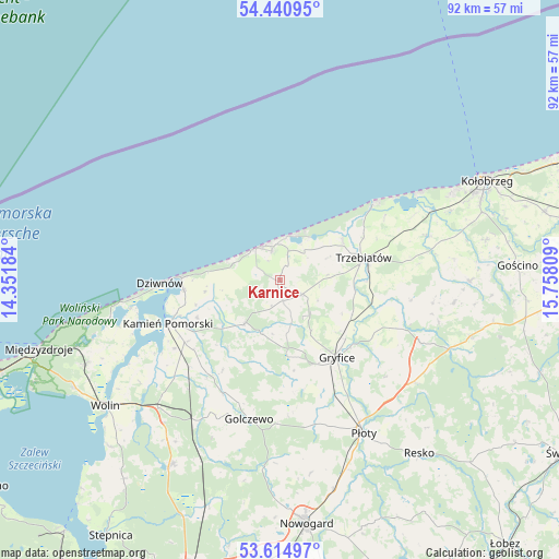 Karnice on map