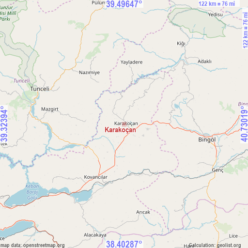 Karakoçan on map