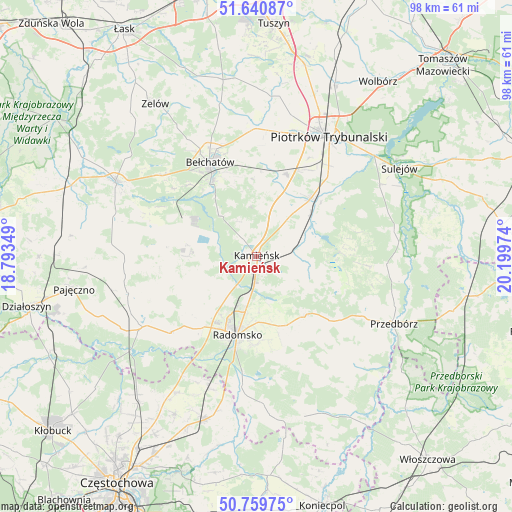 Kamieńsk on map