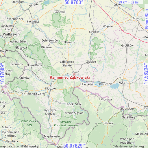 Kamieniec Ząbkowicki on map