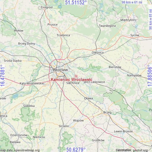 Kamieniec Wrocławski on map