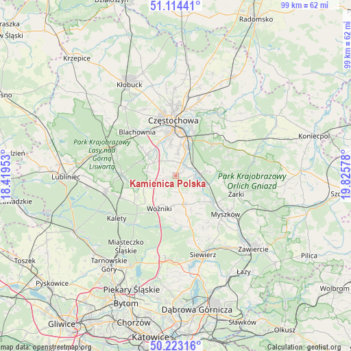 Kamienica Polska on map