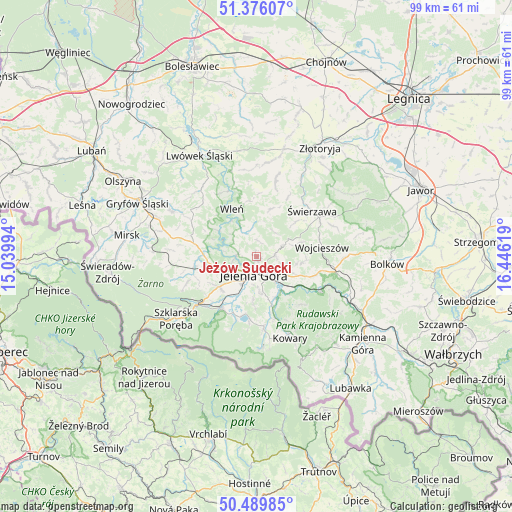 Jeżów Sudecki on map