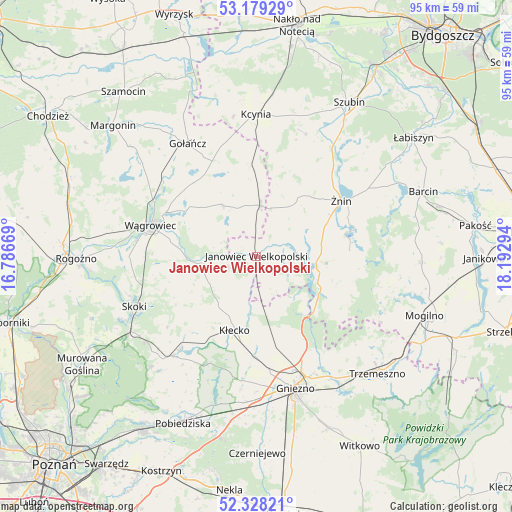 Janowiec Wielkopolski on map
