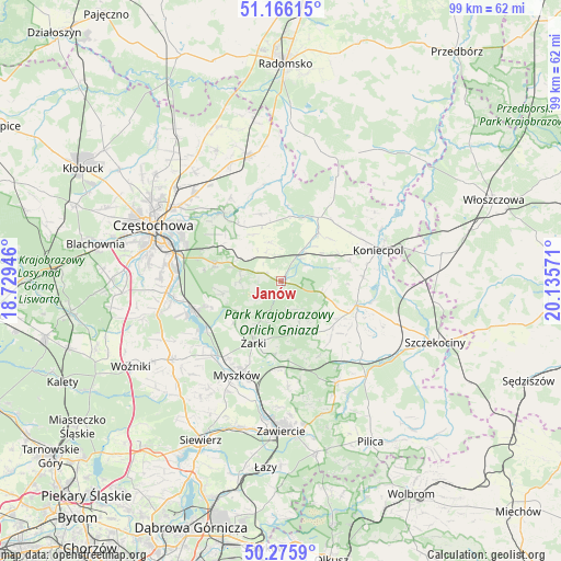 Janów on map