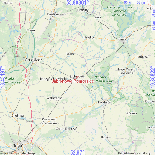 Jabłonowo Pomorskie on map