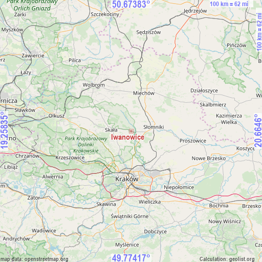 Iwanowice on map
