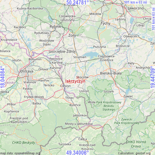 Iskrzyczyn on map