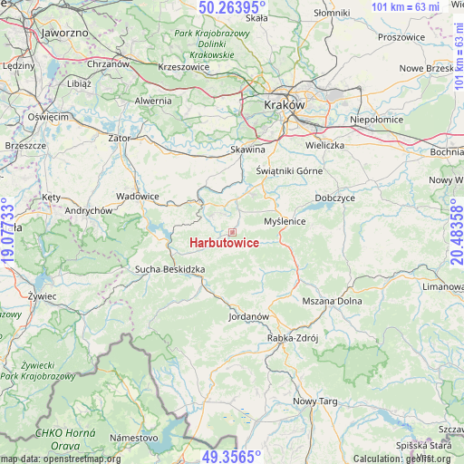 Harbutowice on map