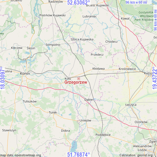 Grzegorzew on map