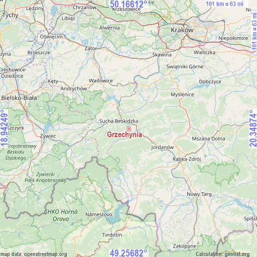 Grzechynia on map