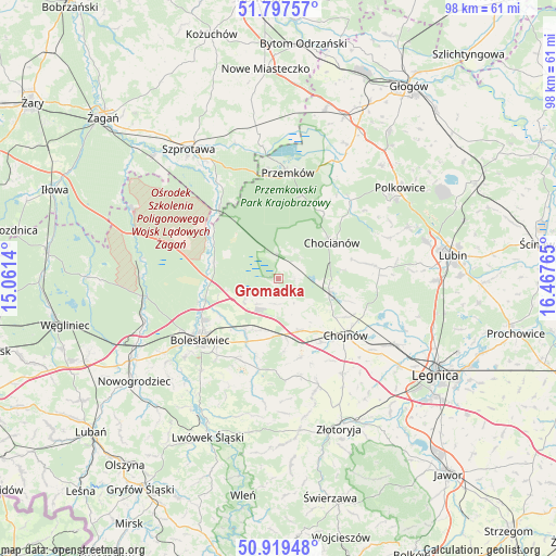 Gromadka on map