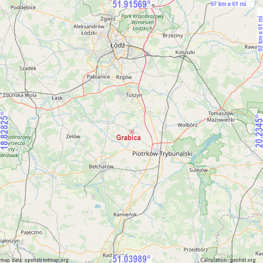 Grabica on map