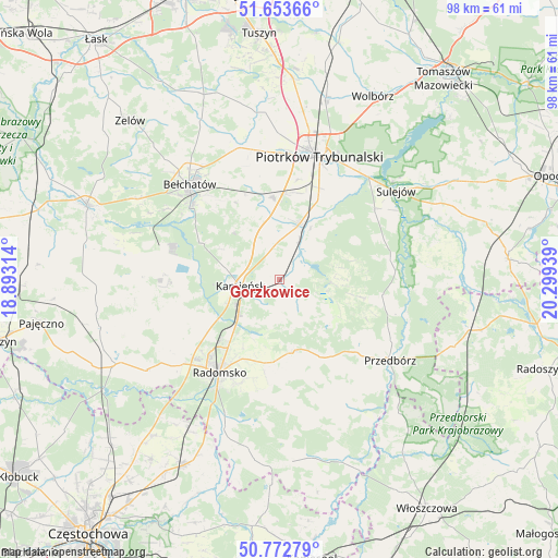 Gorzkowice on map