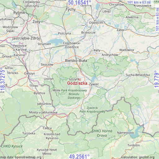 Godziszka on map