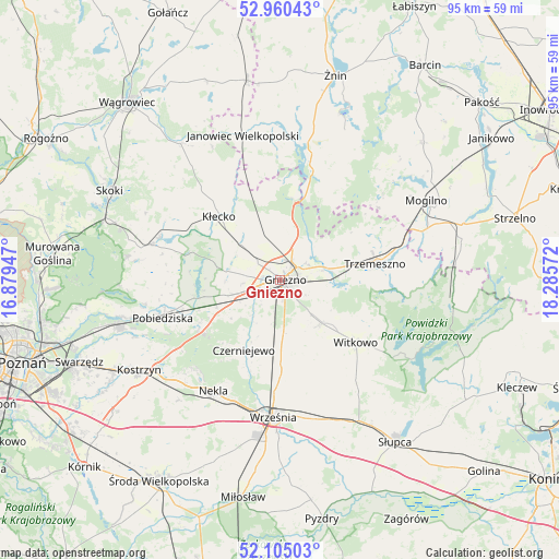Gniezno on map