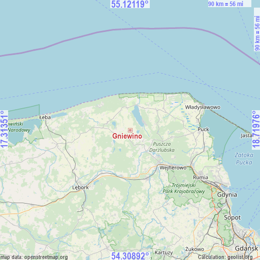 Gniewino on map