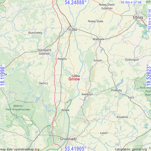 Gniew on map