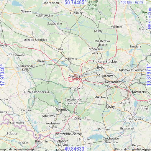 Gliwice on map