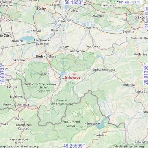 Gilowice on map