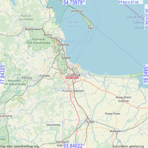Gdańsk on map