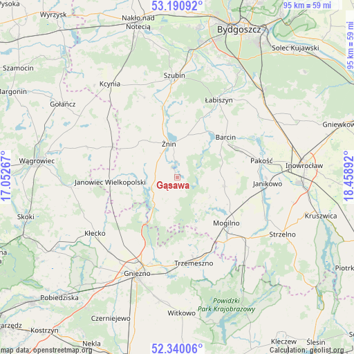 Gąsawa on map