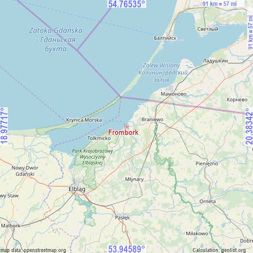 Frombork on map