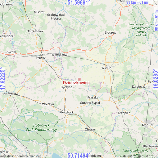 Dzietrzkowice on map