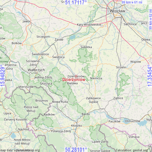 Dzierżoniów on map