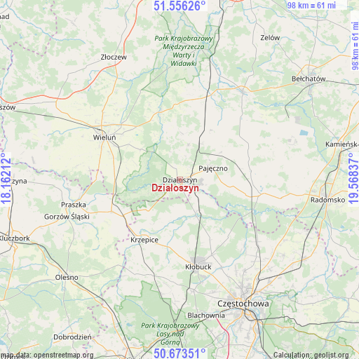 Działoszyn on map