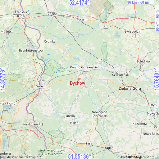Dychów on map